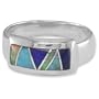 Sterling Silver Turquoise, Opal and Lapis Inlay Ring by Sajen