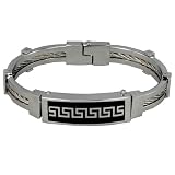 Stainless Steel Greek Key Twist Wire Cuff Bracelet