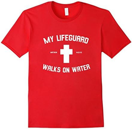 Men's My Lifeguard Walks On Water Christian T-Shirt Small Red