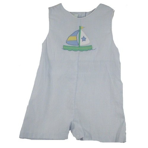 ZU Petit Ami Infant Boys Sailboat Sunsuit Romper.