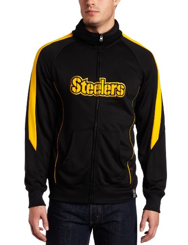 NFL Men's Pittsburgh Steelers Tailgate Time Track Long Sleeve Full Zip Track Jacket (Black/Gold, Medium)