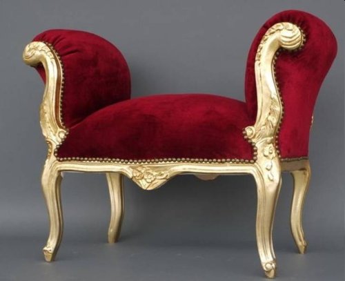 Barock Schemel Hocker Bordeaux/Gold