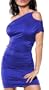 SEXY ONE SHOULDER MINI DRESS FITTED COCKTAIL EVENING PARTY GOWN , Small, Blue
