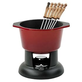 Chasseur Cast Iron Fondue Set Chilli Red