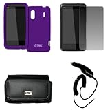 EMPIRE Black Leather Case Pouch with Belt Clip and Belt Loops + Purple Sili ....