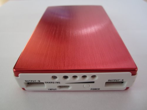 画像をクリックして拡大イメージを表示 安い20000mAh 赤 バッテリーチャージャー USB×2で2台同時充電可能