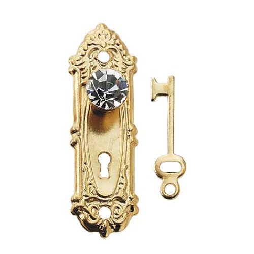 Dollhouse Miniature Crystal Opryland Doorknob w/Plate & Key by Houseworks