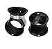 BodyJ4You Black Plugs Surgical Steel Screw Fit Flesh Tunnel 2 Gauge - 24mm - 1 Pair