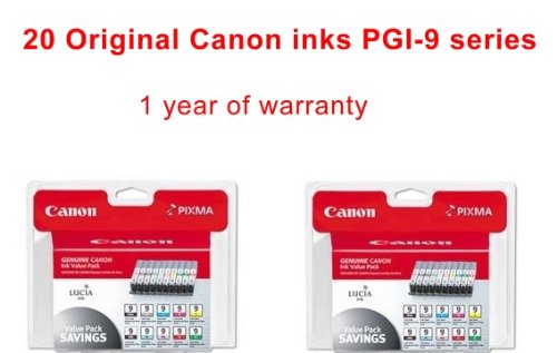 20 pack of GenuineAuthenticRealActualOriginal print ink-jet toner Cartridge Canon PGl-9 series for Canon PIXMA Pro9500 PRO9500II Pro-9500 Mark II Wireless digital inkjet Color Printer