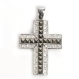 Silver Cubic Zirconia Cross Pendants, Size: 27mm