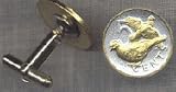 British Virgin Islands 5 Cent ODovesO Two Tone Coin Cuff Links - 1 Pair