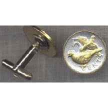 British Virgin Islands 5 Cent �Doves� Two Tone Coin Cuff Links - 1 Pair