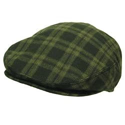 Plaid Snap front Ivy Cabbie Driver Hat Cap Black Medium Large