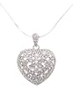Sterling Silver Pave Style Heart Necklace with 18 inch Snake Chain