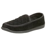 Dearfoams Mens Corduroy Moccasin,Black,12 M