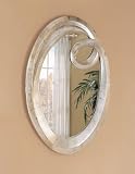 Q Frame Contemporary Oval Beveled Mirror In Silver Finish By Coaster Furniture