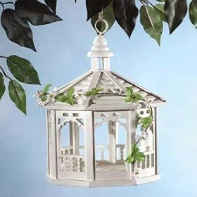 WHITE GAZEBO STYLE BIRDFEEDER BIRD FEEDER IVY ACCENT by WGC