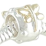 Sterling Silver & 14K GP DRAGONFLY BEAD fits PANDORA BIAGI CHAMILIA Charm Bracelet GIFT BOXED