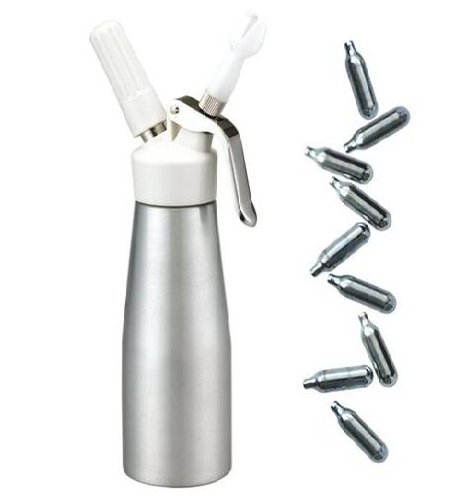 Siphon à mousses, sauces et crèmes chaudes ou froides 500 ml + 1 boite de 10 cartouches