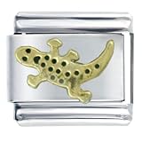 Golden Spotted Lizard Animal Italian Charms Bracelet Link