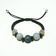 Hand-knotted 3-Bead Green Jade Bracelet - Adjustable Cord