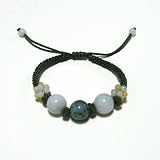 Hand-knotted 3-Bead Green Jade Bracelet - Adjustable Cord