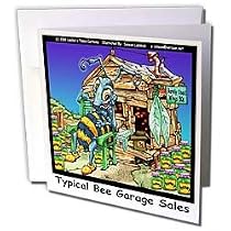 Londons Times Funny Bugs and Slugs Cartoons - Typical Bee Garage Sales - Greeting Cards-6 Greeting Cards with envelopes