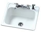 Crane 53414 Plumbing Amarillo 25-by-22-Inch Polymeric Foam/Steel Kitchen Sink plus Sprayer, White