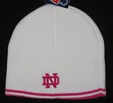 Notre Dame Fighting Irish NCAA Women's White Pink Trim Knit Beanie Hat