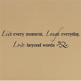 Live every moment, Laugh everyday, Love beyond words 8x40 vinyl lettering wall decal sticker