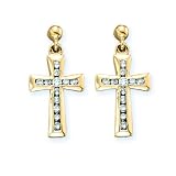 14K Yellow Gold 1/3 ct. Diamond Cross Earrings