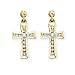 14K Yellow Gold 1/3 ct. Diamond Cross Earrings