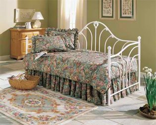 Emma Daybed with Link Spring - Casual Design in Antique White Finish