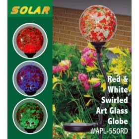 RED Solar Garden Globe or Ball Stake Psychadelic & Color Changing