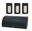 Brabantia 418723 Stainless-Steel Bread Bin with 3 47-Ounce Windowed Canisters