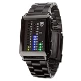 Produkt-Bild: DETOMASO Bin&auml;r LED-Uhr Spacy-Timeline Edelstahlarmband Schwarz G-30723B