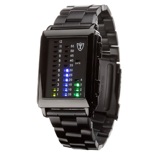 DETOMASO Binär LED-Uhr Spacy-Timeline Edelstahlarmband Schwarz G-30723B