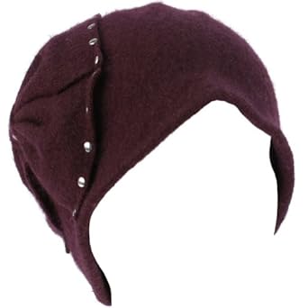 Wool Winter Cloche Crushable Foldable Bucket Big Large Ribbon Bow Church Hat Purple