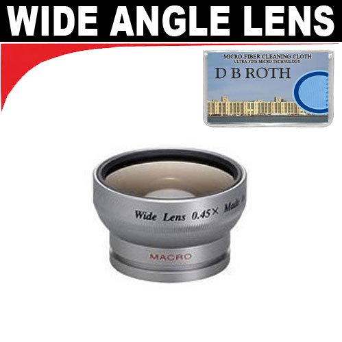 0.45x Digital Wide Angle Macro Professional Series Lens + DB ROTH Micro Fiber Cloth For The Canon Powershot SD550, SD500, SD20, SD110, SD10, SD100 Digital Cameras
