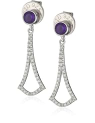 Badgley Mischka Fine Jewelry White Diamonds Amethyst Arabesque Earrings