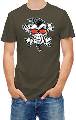 T shirt crossbones Skull with sunglasses Khaki L