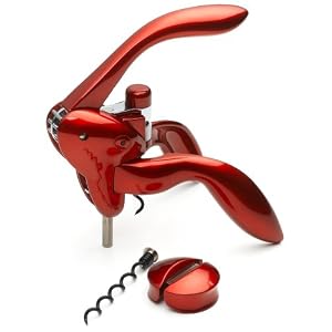 Metrokane Houdini Lever-Style Corkscrew with Foil Cutter, Red by Metrokane