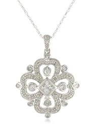 10k White Gold Diamond Vintage Pendant Necklace (1/2 cttw, I-J Color, I2-I3 Clarity), 18"