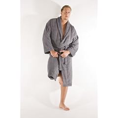 Frottee-Bademantel/ Saunamantel "Oregon" mit Schalkragen f�r Damen & Herren Farbe dunkelgrau, Gr�sse L