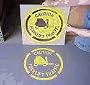 Newstripe STNC3106-6 PolyToughTM Stencils add safety warning to floors, walls, doors and more. Flexible 1/16" thick panel conforms to any surface. Square 24" with sizeable image area. WATCH YOUR STEP w/symbol.