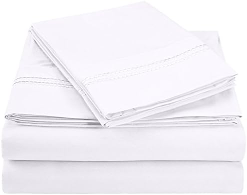 SUPERIOR 2-Line Embroidery Microfiber Sheet Set, Gift Box, King, White