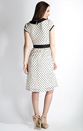Sunday Best Modest Dress in Egret w/Black Dot - XL