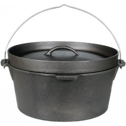 Cajun Cookware Pots Without Legs 4.5 Quart Seasoned Cast Iron Camp Pot
