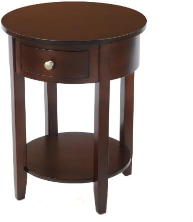 Round Side Table With Wood Top And Drawer - Espresso F68504-02 Round Side Table With Wood Top And Drawer - Espresso