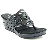 DONALD J PLINER Gustaf Wedge Thongs Shoe Black Women SZ